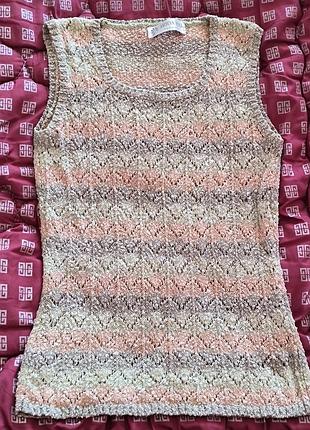 Жіночий вязананий ажурний топ-жилет moda piu fashion в стилі missoni, розмір xs-s