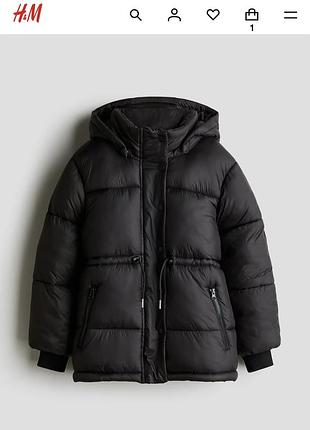 H&m оригинал непромокаемая теплая куртка с капюшоном пуффер hm стеганная зимняя куртка h&m пуфер р.152 - 158 см