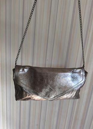 Стильная женская кожаная сумка клатч конверт genuine leather, made in italy.