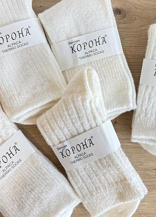 Шкарпетки жіночі корона alpaca thermo socks молочні теплі