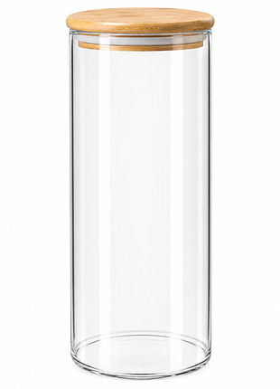 Стеклянная банка bamboo gk-5229 для хранения с бамбуковой крышкой 2100 мл прозрачный
