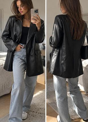 Піджак oversize vero moda під шкіру чорний, розмір m