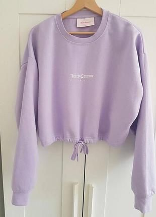 Кофта джусі кутюр лонг лавандовий лонгслів кроп-топ світшот худі juicy couture sport фіолетова  xs s m кроп топ джуси