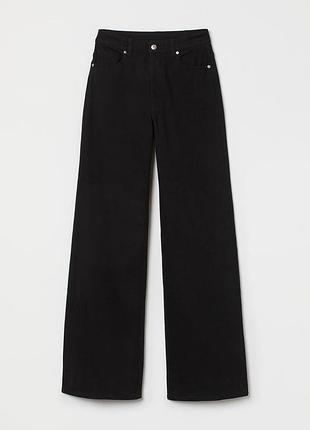 Черные широкие твиловые джинсы / брюки h&m divided с высокой посадкой, размер eur 36 (s)