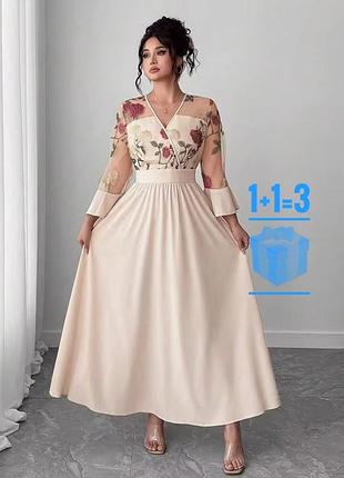 Довга сукня з вишивкою shein 2xl
