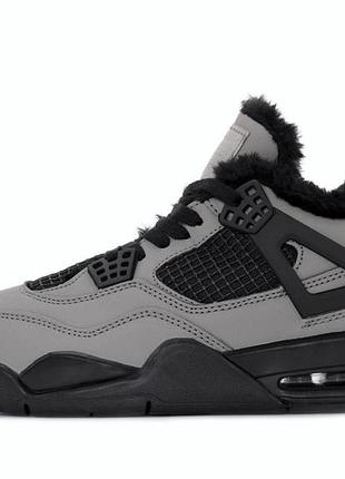 Nike air jordan зимові кросівки чоловічі на хутрі джордан 4 grey winter чоловічі жіночі сірі 42