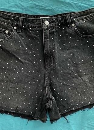 Шорты джинсовые castro jeans черные со стразами р.50/52