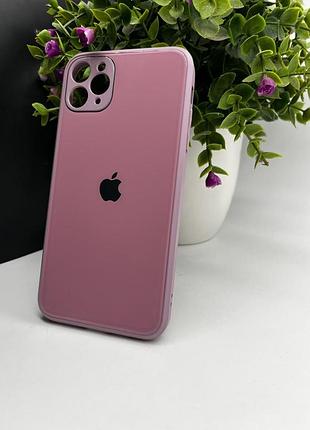 Скляний чохол із закритою камерою та глянцевим покриттям на iphone 11 pro max