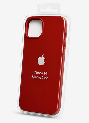Силіконовий чохол з мікрофіброю та покриттям softtouch для iphone 14 червоний ( full № 33 )
