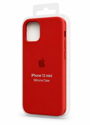 Силіконовий чохол з мікрофіброю та покриттям softtouch для iphone 12 mini червоний ( full № 14 )