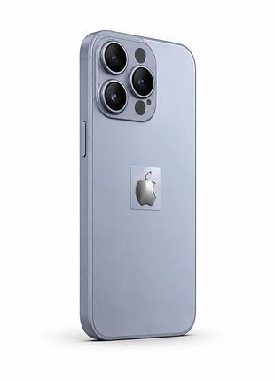 Чохол із загартованого матового скла з лінзами на камері на iphone 11 pro ( блакитний )