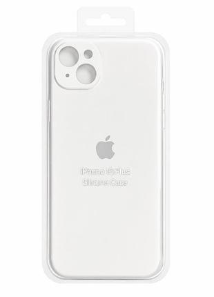 Силіконовий чохол з мікрофіброю та покриттям softtouch для iphone 15 plus white
