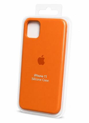 Силіконовий чохол з мікрофіброю та покриттям softtouch для iphone 11 помаранчевий ( full № 2 )