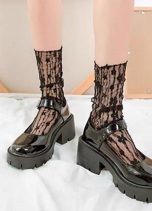 Носки черные женские ажурные