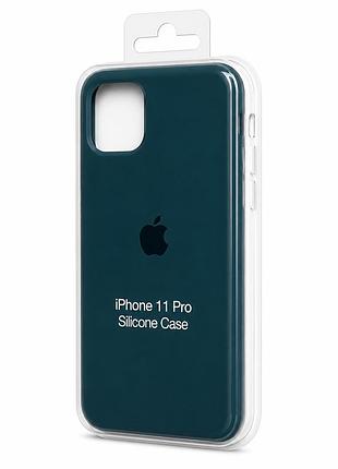 Силіконовий чохол з мікрофіброю та покриттям softtouch для iphone 11 pro зелений ( full № 49 )