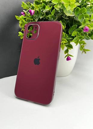 Скляний чохол із закритою камерою та глянцевим покриттям на iphone 11 №61