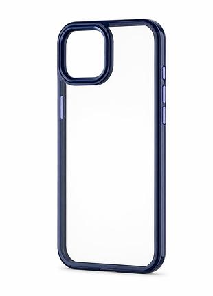 Протиударний чохол для iphone 12 | 12 pro з прозорого полікарбонату та силіконовими бортиками blue