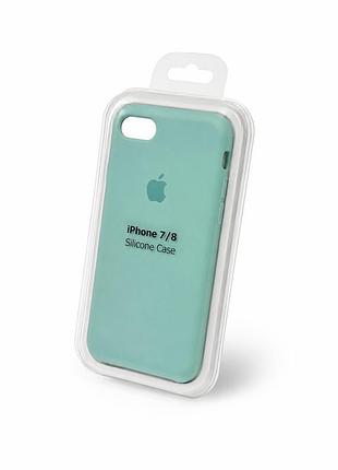 Силіконовий чохол silicone case з мікрофіброю та відкритим низом для iphone 7 / 8 / se2020 turquoise