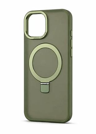 Чохол із матовим корпусом, підтримкою magsafe і підставкою для iphone 14 (зелений)