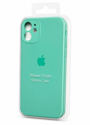 Силіконовий чохол з мікрофіброю та покриттям softtouch для iphone 12 mini бірюзовий ( full camera № 46 )
