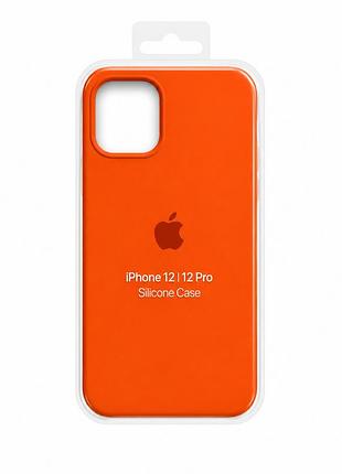 Силиконовый чехол с микрофиброй и покрытием softtouch для iphone 12 | 12 pro orange