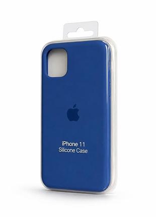 Силіконовий чохол з мікрофіброю та покриттям softtouch для iphone 11 блакитний ( full № 3 )