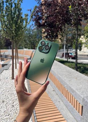 Чехол на iphone 14 «matte gradient» case forest green с линзами на камере