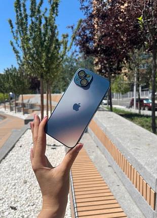 Чехол на iphone 14 «matte gradient» case dark blue с линзами на камере