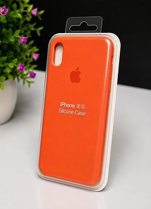 Люкс качество силиконовый чехол для iphone x | xs оранжевый ( necterine №6 )