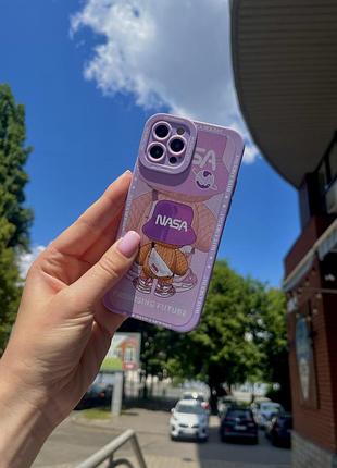 Чехол на iphone 14 pro max «nasa» case purple противоударный с закрытой камерой