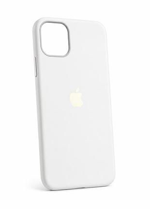 Силиконовый чехол для iphone 11 с матовым покрытием softtouch и закрытым низом matte soft logo case № 9 белый