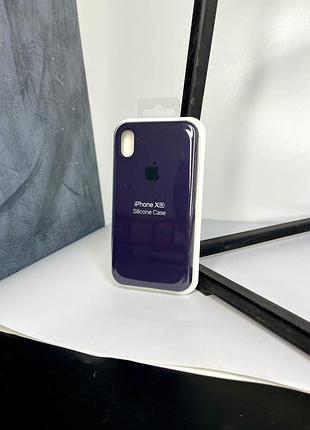 Силіконовий чохол silicone case з мікрофіброю для iphone xr dark purple