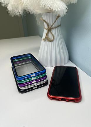 Чехол «magnetic case» iphone xr silver (магнитные стеклянные чехлы)