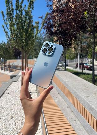 Чехол на iphone 14 pro «matte gradient» sierra blue с линзами на камере