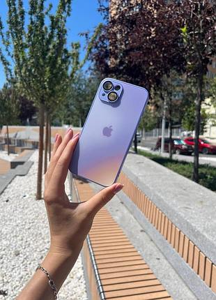 Чехол на iphone 14 «matte gradient» case blue с линзами на камере