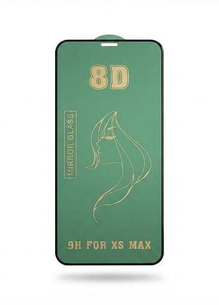 Дзеркальне захисне скло 8d mirror glass (full glue / зелений відтінок) для iphone xs max