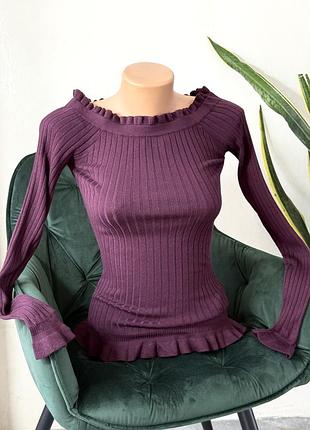 Жіночий трикотажний лонгслів miss selfridge бордового кольору, розмір eur 36 (арт.02230)