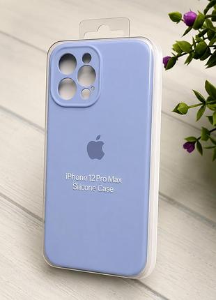 Силіконовий чохол з мікрофіброю та покриттям softtouch для iphone 12 pro max блакитний ( full camera № 5 )