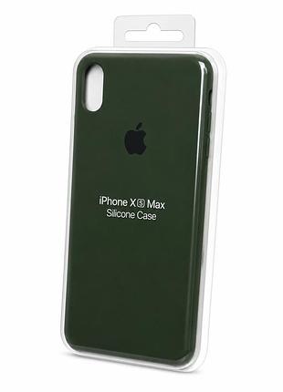 Силіконовий чохол з мікрофіброю та покриттям softtouch для iphone xs max зелений ( full № 63 )