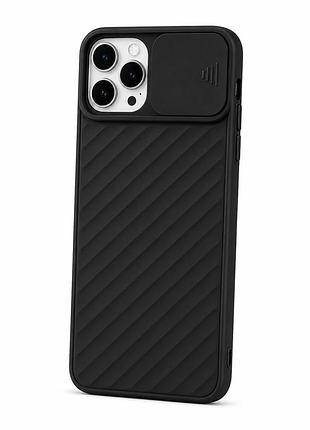 Силиконовый чехол для iphone 11 pro max со шторкой на камере чёрный ( №18 )