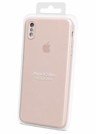 Силіконовий чохол із закритою камерою та квадратними бортиками на iphone xs max пудровий ( square full camera