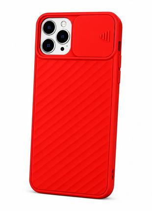 Силиконовый чехол для iphone 11 pro max со шторкой на камере красный ( №14 )