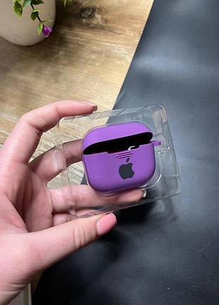 Чохол для навушників airpods 1/2 з карабіном і покриттям softtouch фіолетовий (high no37)