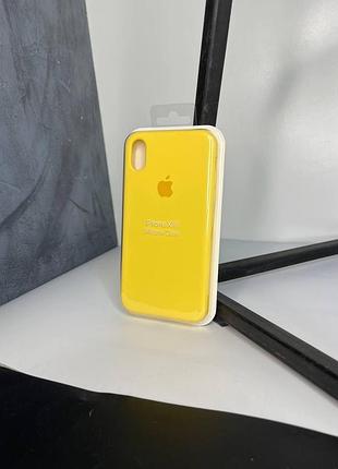 Силіконовий чохол silicone case з мікрофіброю для iphone xr yellow