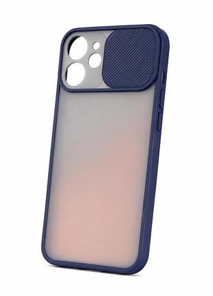 Протиударний чохол із матового полікарбонату зі шторкою на камері на iphone 12 pro синій ( № 8 )