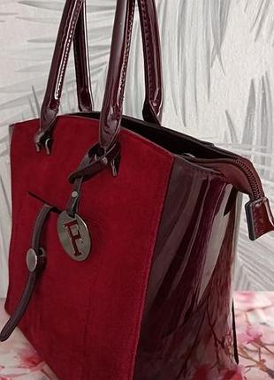 Сумка жіноча furla, бордова, з натуральної замші