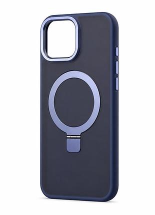 Чохол із матовим корпусом, підтримкою magsafe та підставкою для iphone 12 | 12 pro blue