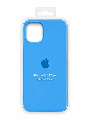 Силиконовый чехол с микрофиброй и покрытием softtouch для iphone 12 | 12 pro blue