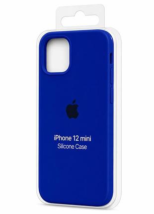 Силіконовий чохол з мікрофіброю та покриттям softtouch для iphone 12 mini синій ( full № 45 )