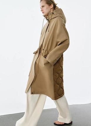 Парка из комбинированных материалов zara